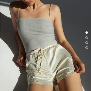 NWT Zara Silver Sparkle Spaghetti Strap Bodysuit Small